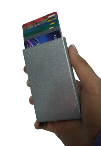 Gümüş gri Otomatik Mekanizmalı Alüminyum Kredi Kartlık RFID Koruma - 5